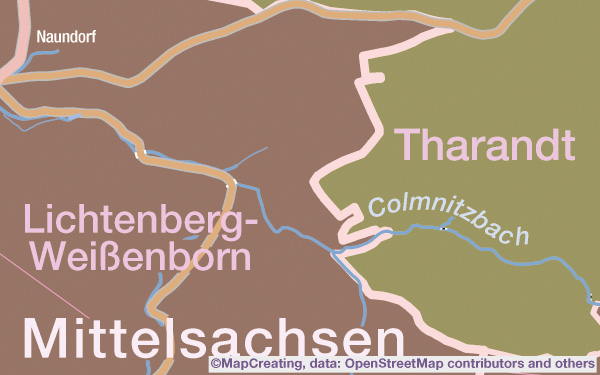 Verwaltungskarte eines Teils von Sachsen, Maßstab 1:100.000, Deutschland, Nachtansicht