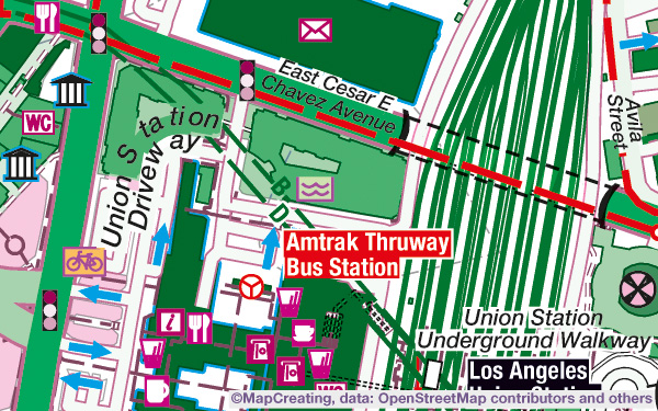 Quasi-topographic map, scale 1:10,000, Los Angeles, United States, pop art style