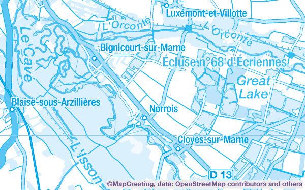 Water tourism map of France in 1:200,000 scale. Yachts routes, tracks, channels, sluices