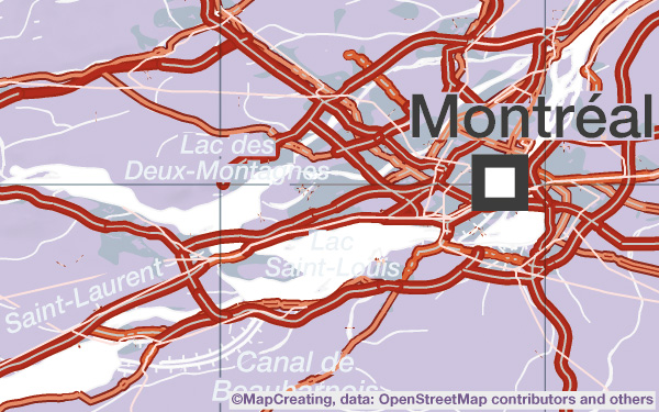 Carte géographique générale, échelle 1:2 000 000, Canada, couleurs façon cubisme