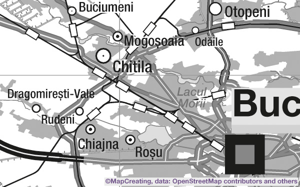 Railway map of Romania in 1:450,000 scale. Railways with stations, map for 10€