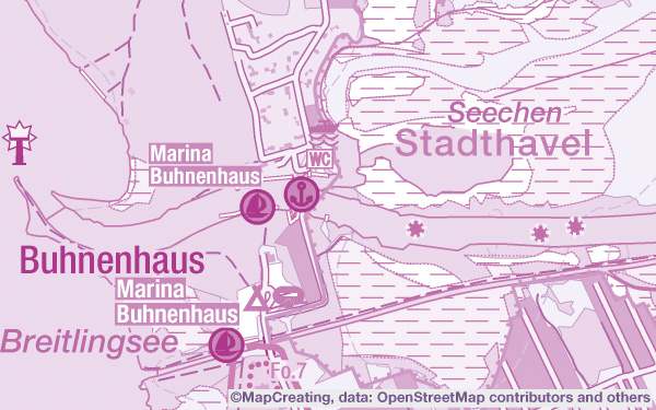 Water tourism map of Germany in 1:45,000 scale. Canoe routes, kayaks, marinas