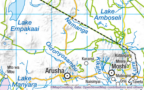 Nature conservation map of Tanzania in 1:4,000,000 scale. Protected areas in Africa