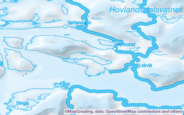 Physical map of Norway in 1:900,000 scale. Blue lines for school purposes