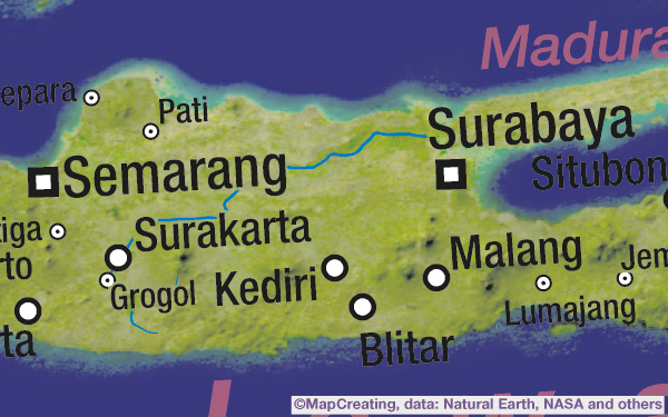 Peta satelit, skala 1:8.000.000, Indonesia, cara pembuatan peta, kepadatan tinggi