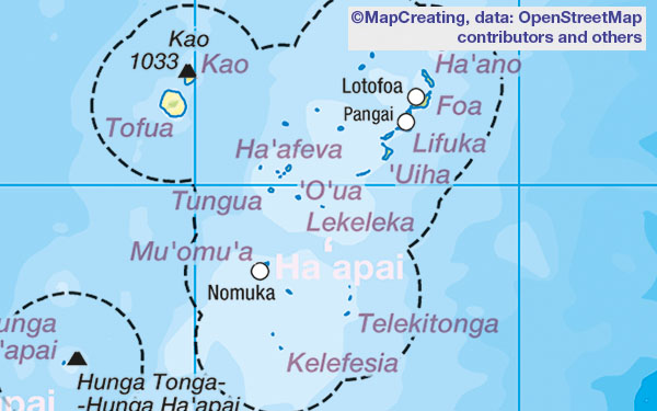 Map of Tonga in 1:4,000,000 scale - Free Licence