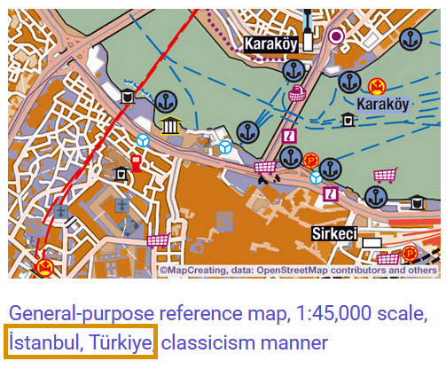 Names of the countries are next to the names of settlements or regions