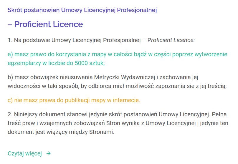 Licencja na używanie zakupionych w MapCreating map